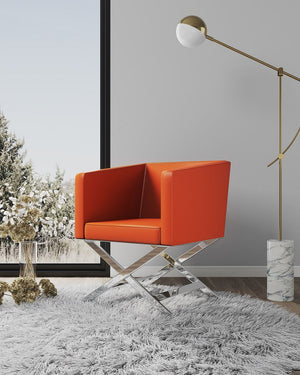 Manhattan Comfort Hollywood Contemporary Accent Chair Orange and Polished Chrome AC050-OR