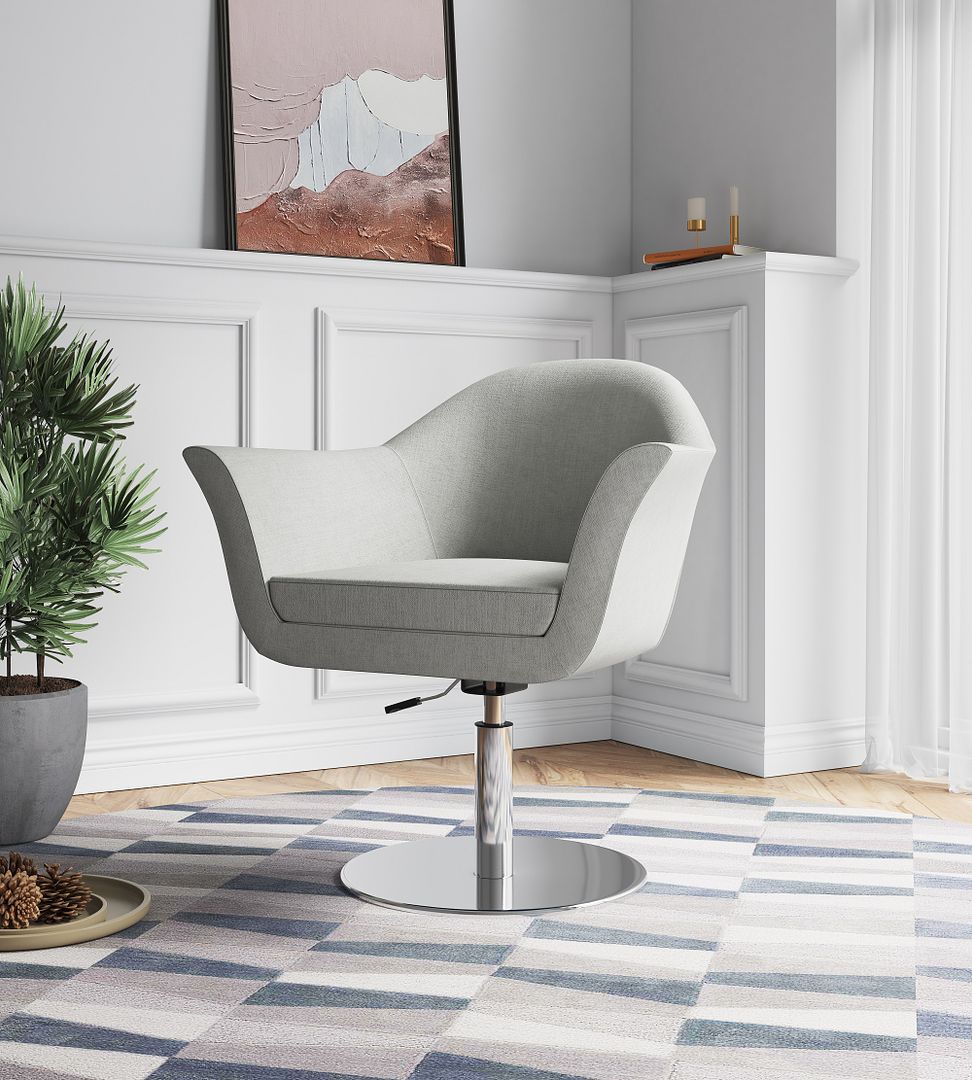 Manhattan Comfort Voyager Contemporary Accent Chair (Set of 2) Barley and Brushed Metal 2-AC051-BA