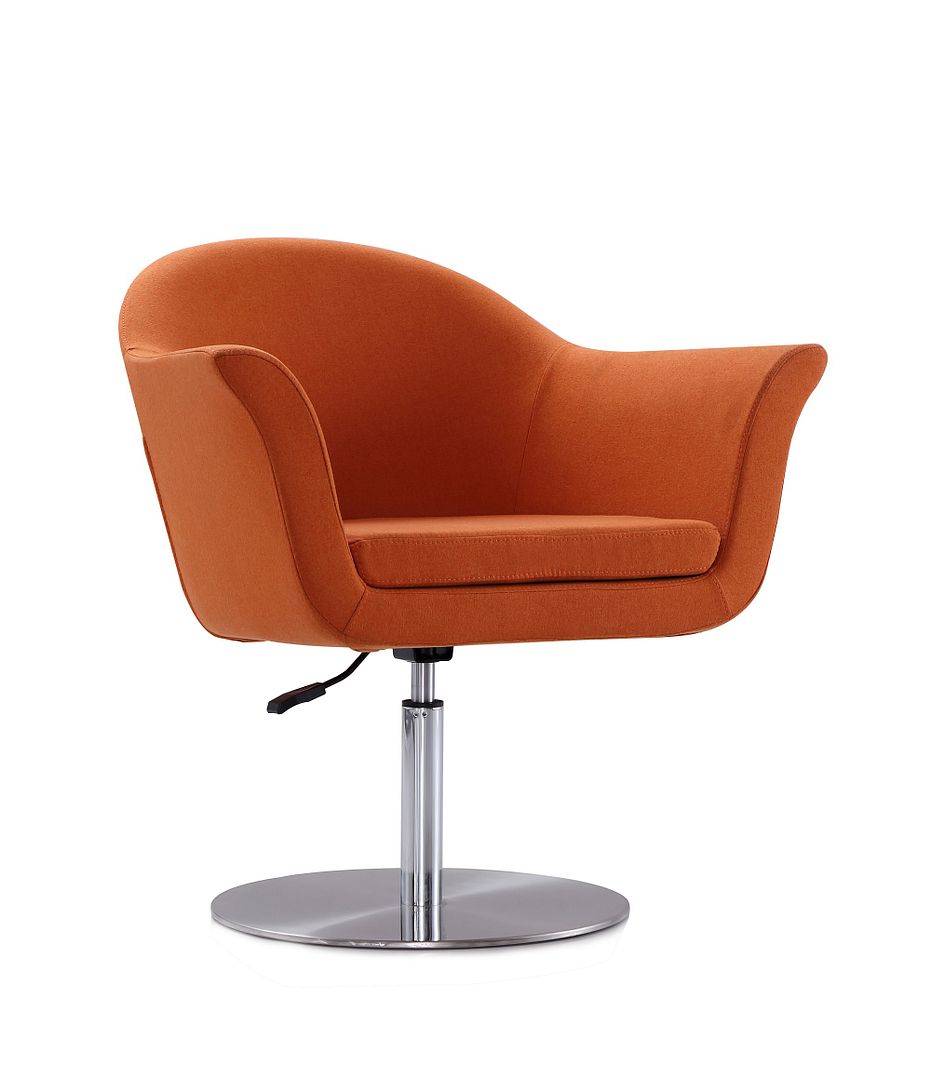 Voyager Swivel Adjustable Accent Chair in Orange and Brushed Metal AC051-OR Manhattan Comfort