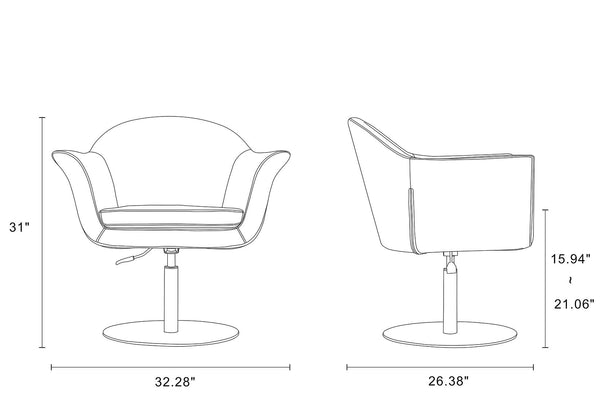 Voyager Swivel Adjustable Accent Chair in Orange and Brushed Metal AC051-OR Manhattan Comfort