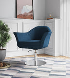 Manhattan Comfort Voyager Modern Accent Chair Smokey Blue and Brushed Metal AC051-SM