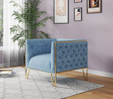 Manhattan Comfort Vector Mid-Century Modern Accent Chair (Set of 2) Ocean Blue and Gold 2-AC054-OB