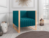 Manhattan Comfort Trillium Mid-Century Modern Accent Chair (Set of 2) Teal and Gold 2-AC055-TL