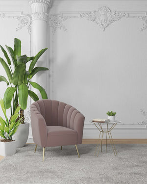 Manhattan Comfort Rosemont Mid-Century Modern Accent Chair (Set of 2) Blush and Gold 2-AC056-BH