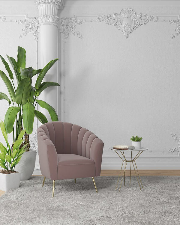 Manhattan Comfort Rosemont Mid-Century Modern Accent Chair (Set of 2) Blush and Gold 2-AC056-BH