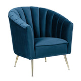 Manhattan Comfort Rosemont Mid-Century Modern Accent Chair Blue and Gold AC056-BL