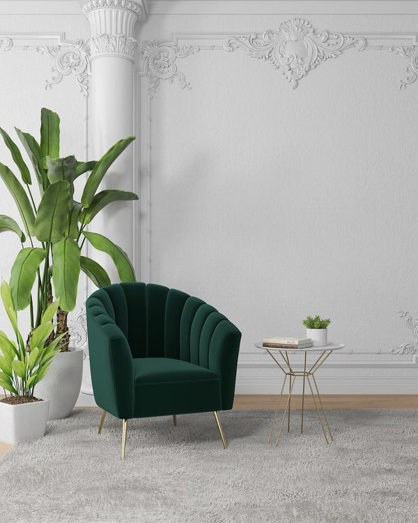 Manhattan Comfort Rosemont Mid-Century Modern Accent Chair (Set of 2) Green and Gold 2-AC056-GR