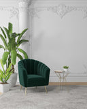 Manhattan Comfort Rosemont Mid-Century Modern Accent Chair (Set of 2) Green and Gold 2-AC056-GR