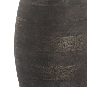 Atlas Barone Ebonized Mango Wood Sculptural Vase with Ridged Brass Cuffs for Modern Decor Large AC11074-01