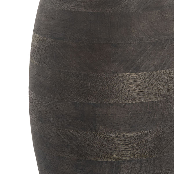 Atlas Barone Ebonized Mango Wood Sculptural Vase with Ridged Brass Cuffs for Modern Decor Large AC11074-01