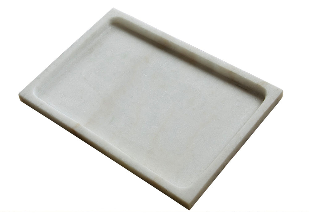 Noir Marble Tray - Elegant Bianco Crown Catchall for Keys, Decor & Serving - Unique Natural Stone Design AC137