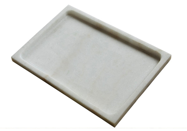 Noir Marble Tray - Elegant Bianco Crown Catchall for Keys, Decor & Serving - Unique Natural Stone Design AC137