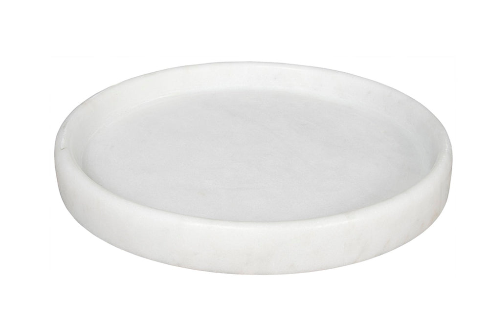 Noir 16" Round Marble Tray – Hand-Formed Bianco Crown Accent for Serving, Décor & Unique Displays AC138-16