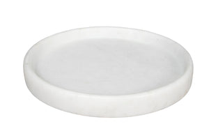 Noir 16" Round Marble Tray – Hand-Formed Bianco Crown Accent for Serving, Décor & Unique Displays AC138-16