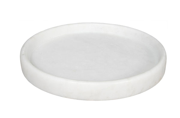 Noir 16" Round Marble Tray – Hand-Formed Bianco Crown Accent for Serving, Décor & Unique Displays AC138-16