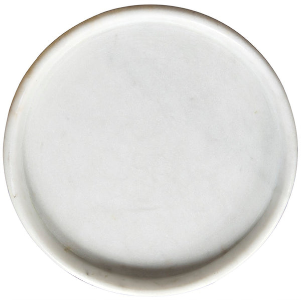 Noir 16" Round Marble Tray – Hand-Formed Bianco Crown Accent for Serving, Décor & Unique Displays AC138-16