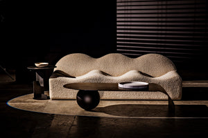 Noir 20" Round Tray - Hand-Formed Bianco Crown Marble for Elegant Decor, Serving, and Centerpiece Styling AC138-20