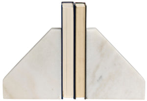 Noir Slide Marble Bookends – Hand-Formed Bianco Crown Stone Décor for Modern Shelving and Home Accents AC141
