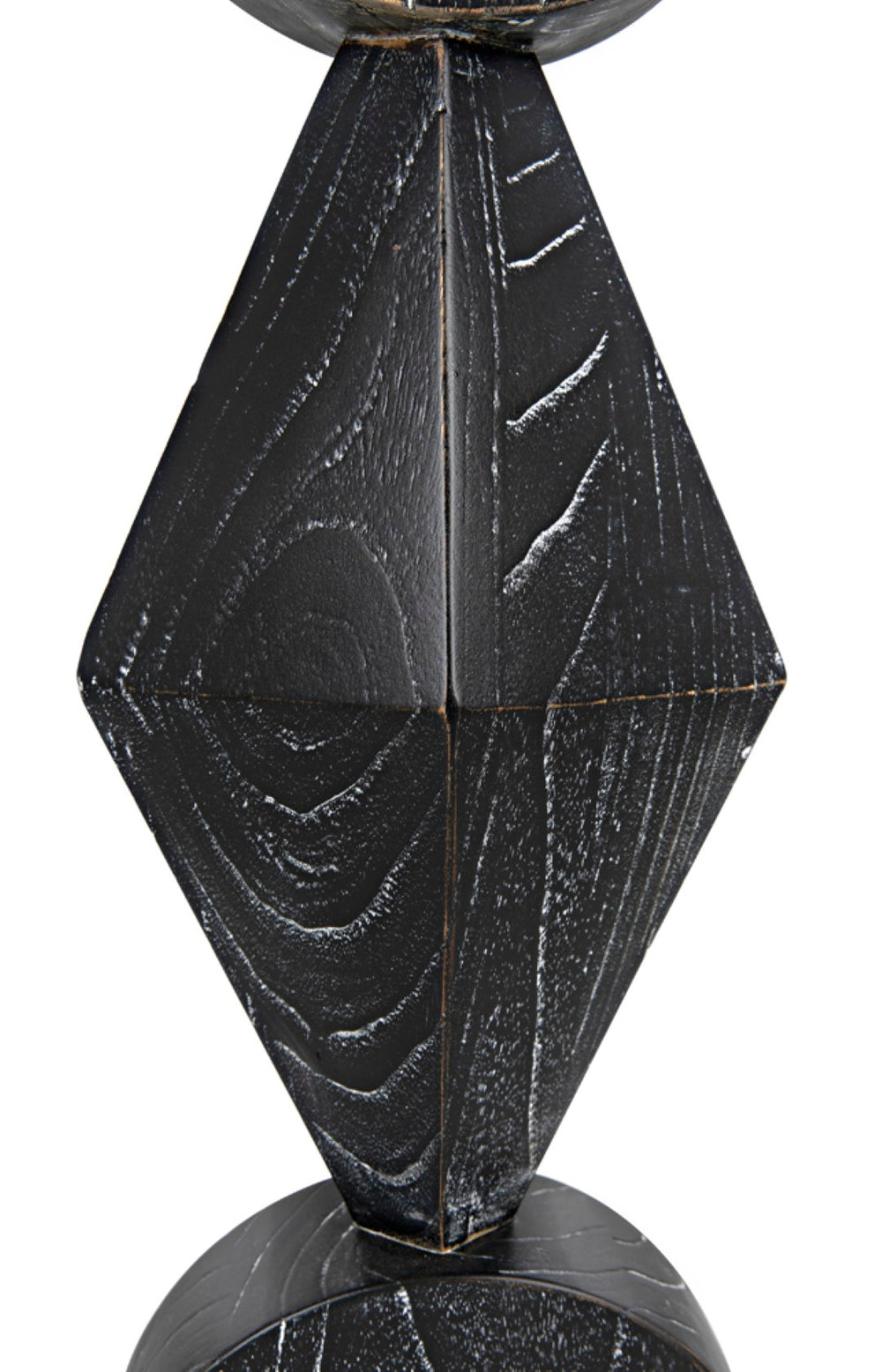 Noir Totem Sculpture in Deep Cinder Black - Modern Hand-Carved Mindi Wood Art for Bold Interiors AC151CB