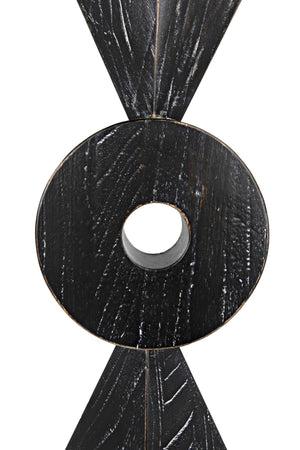 Noir Totem Sculpture in Deep Cinder Black - Modern Hand-Carved Mindi Wood Art for Bold Interiors AC151CB