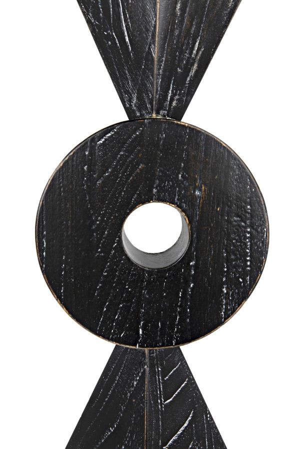 Noir Totem Sculpture in Deep Cinder Black - Modern Hand-Carved Mindi Wood Art for Bold Interiors AC151CB
