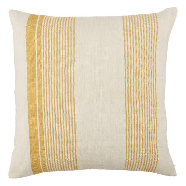 Jaipur Living Jaipur Living Acapulco Ticking Stripe Outdoor Poly Fill Pillow for Coastal Patio Spaces Gold PLW103763