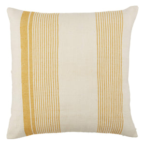 Jaipur Living Jaipur Living Parque Ticking Stripe Pet Yarn Indoor Outdoor Square Pillow Cover Gold PLC102475