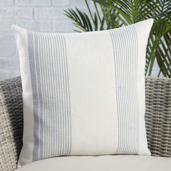 Jaipur Living Jaipur Living Acapulco Ticking Stripe Outdoor Poly Fill Pillow for Coastal Patio Spaces Gray PLW103765