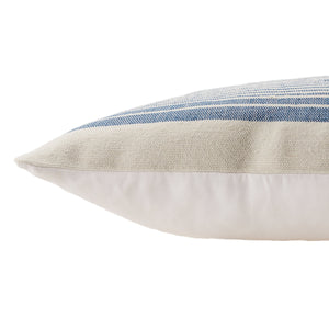Jaipur Living Jaipur Living Acapulco Ticking Stripe Outdoor Poly Fill Pillow for Coastal Patio Spaces Blue PLW103766