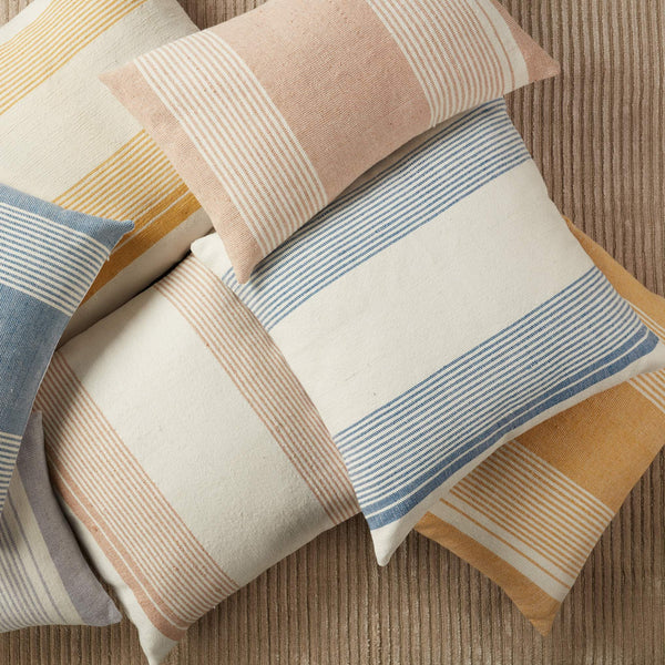 Jaipur Living Jaipur Living Acapulco Ticking Stripe Outdoor Poly Fill Pillow for Coastal Patio Spaces Blue PLW103766