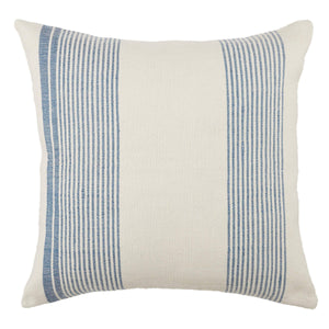 Jaipur Living Jaipur Living Parque Ticking Stripe Pet Yarn Indoor Outdoor Square Pillow Cover Blue PLC102478