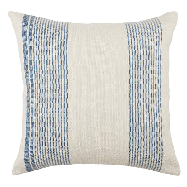 Jaipur Living Jaipur Living Parque Ticking Stripe Pet Yarn Indoor Outdoor Square Pillow Cover Blue PLC102478