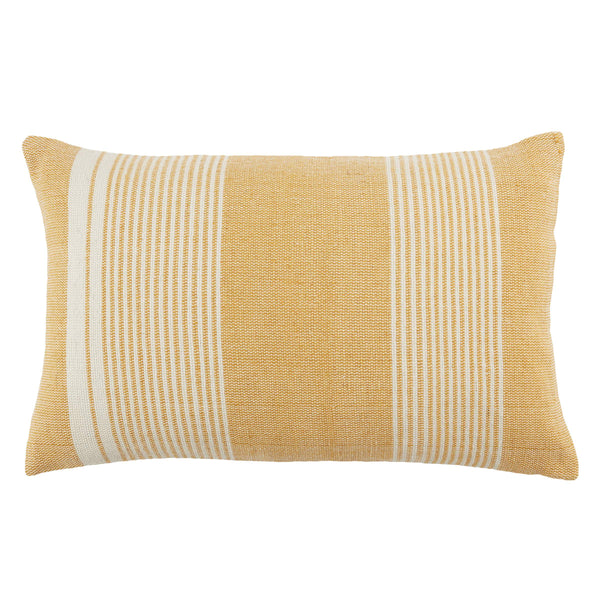 Jaipur Living Jaipur Living Carinda Ticking Stripe Lumbar Pillow Pet Yarn Outdoor Patio Accent Gold PLW103795