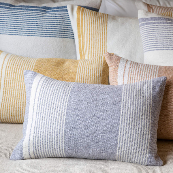 Jaipur Living Jaipur Living Carinda Ticking Stripe Lumbar Pillow Pet Yarn Outdoor Patio Accent Gold PLW103795