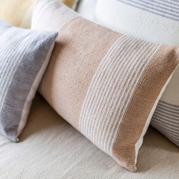 Jaipur Living Jaipur Living Carinda Ticking Stripe Pet Yarn Lumbar Pillow Cover for Outdoor Patios Tan PLC102494