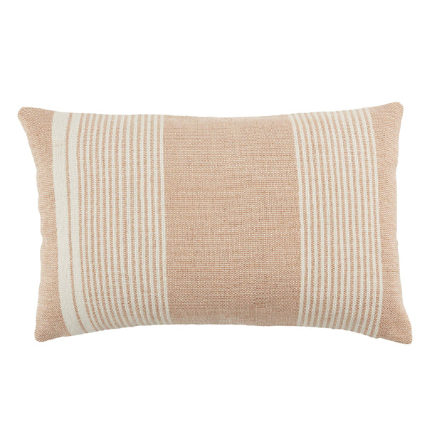 Jaipur Living Jaipur Living Carinda Ticking Stripe Pet Yarn Lumbar Pillow Cover for Outdoor Patios Tan PLC102494
