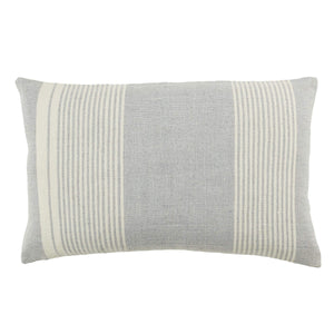 Jaipur Living Jaipur Living Carinda Ticking Stripe Lumbar Pillow Pet Yarn Outdoor Patio Accent Gray PLW103797