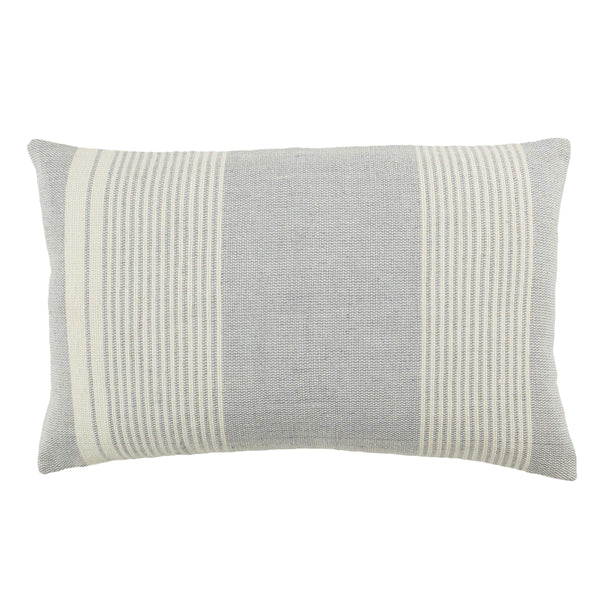 Jaipur Living Jaipur Living Carinda Ticking Stripe Lumbar Pillow Pet Yarn Outdoor Patio Accent Gray PLW103797