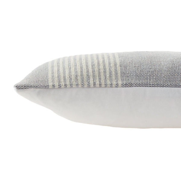 Jaipur Living Jaipur Living Carinda Ticking Stripe Pet Yarn Lumbar Pillow Cover for Outdoor Patios Gray PLC102495
