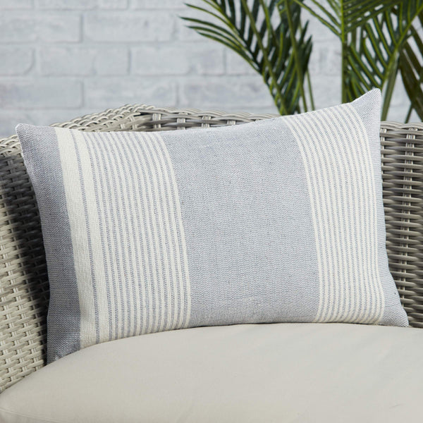 Jaipur Living Jaipur Living Carinda Ticking Stripe Pet Yarn Lumbar Pillow Cover for Outdoor Patios Gray PLC102495