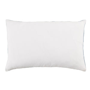 Jaipur Living Jaipur Living Carinda Ticking Stripe Lumbar Pillow Pet Yarn Outdoor Patio Accent Blue PLW103798
