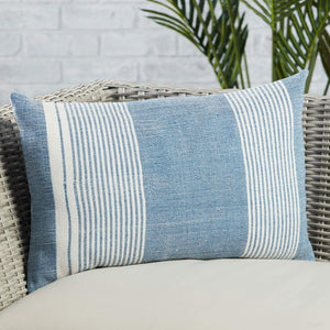 Jaipur Living Jaipur Living Carinda Ticking Stripe Pet Yarn Lumbar Pillow Cover for Outdoor Patios Blue PLC102496