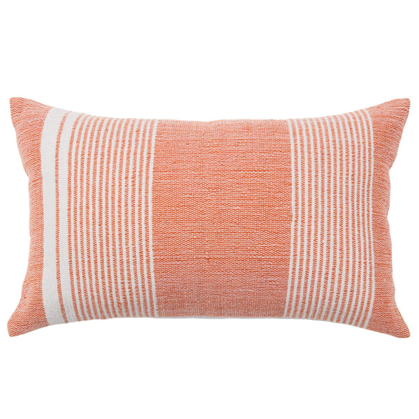 Jaipur Living Jaipur Living Carinda Stripe Lumbar Pillow Cover Indoor Outdoor Pet Coastal Accent Orange PLC102623