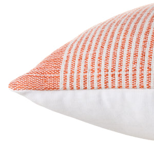 Jaipur Living Jaipur Living Carinda Handcrafted Ticking Stripe Lumbar Pillow for Coastal Outdoor Spaces Orange Poly Fill PLW104028