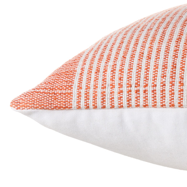 Jaipur Living Jaipur Living Carinda Handcrafted Ticking Stripe Lumbar Pillow for Coastal Outdoor Spaces Orange Poly Fill PLW104028