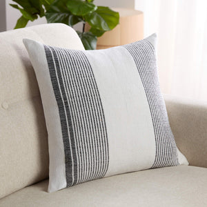 Jaipur Living Jaipur Living Parque Handmade Ticking Stripe Pet Yarn Pillow Cover for Patio Sunroom Cream PLC102624