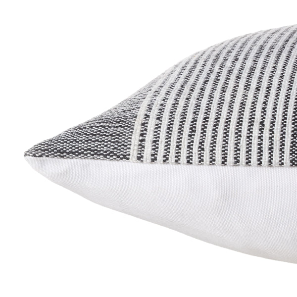 Jaipur Living Jaipur Living Carinda Stripe Lumbar Pillow Cover Indoor Outdoor Pet Coastal Accent Black PLC102625
