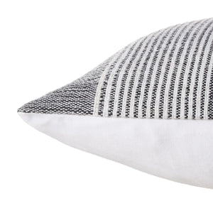 Jaipur Living Jaipur Living Carinda Handcrafted Ticking Stripe Lumbar Pillow for Coastal Outdoor Spaces Black Down Fill PLW104033