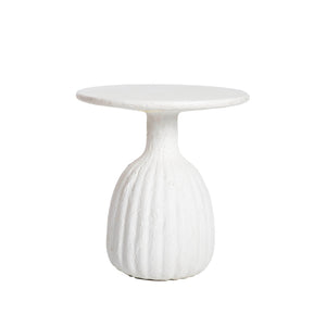 Lh Imports Accent Side Table - Low: Elevate Your Home Decor With This Stylish And Functional Furniture Piece White Ivory Concrete,Plaster Acc033-l