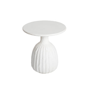 Lh Imports Accent Side Table - Low: Elevate Your Home Decor With This Stylish And Functional Furniture Piece White Ivory Concrete,Plaster Acc033-l